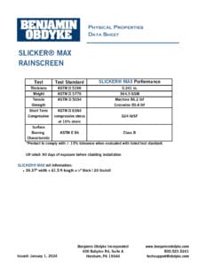 SlickerMAX Physical Properties Data Sheet