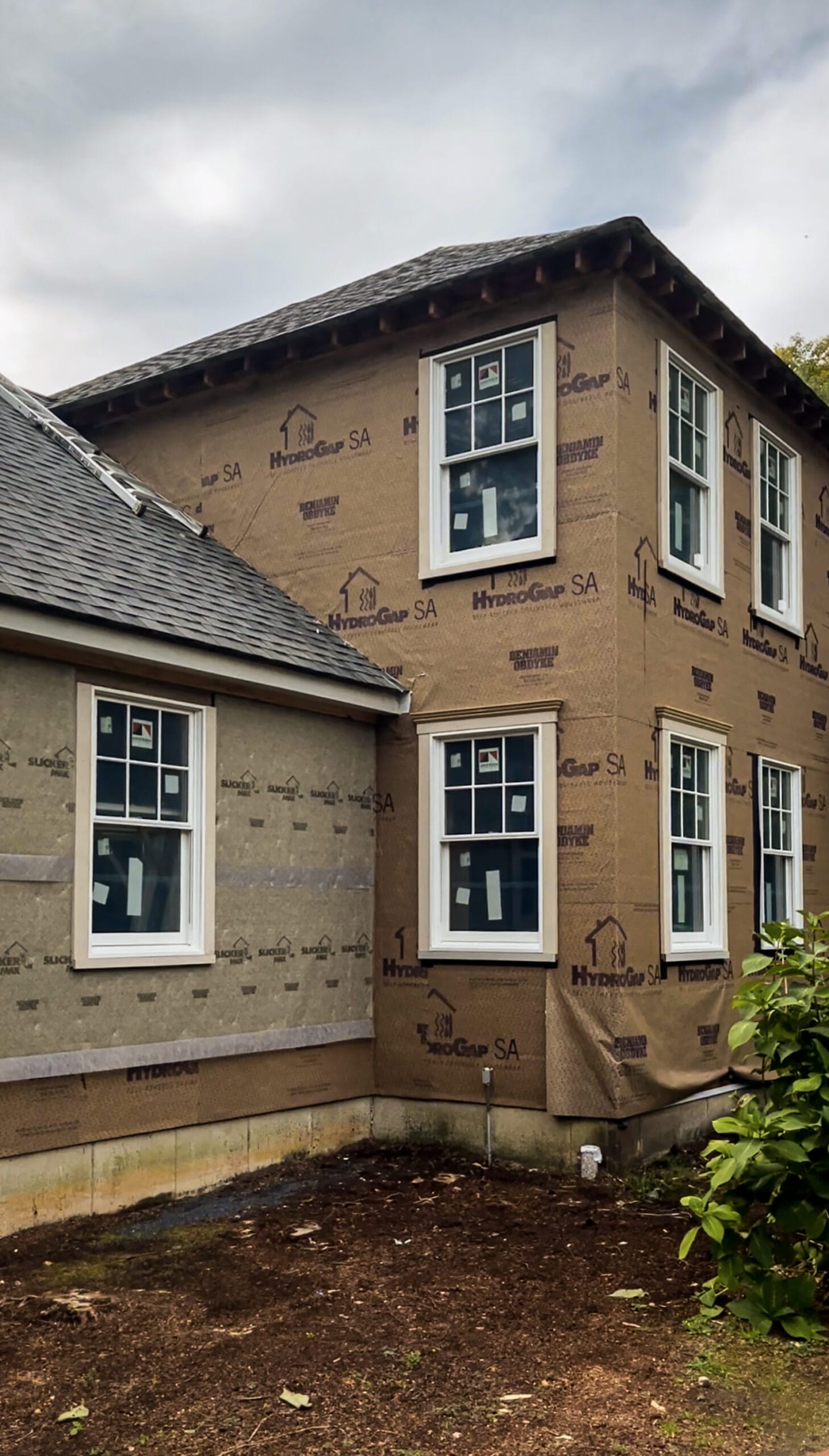 HydroGap SA self-adhered drainable housewrap with Slicker MAX rainscreen whole-home protection system.