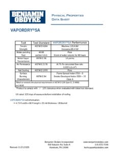 VaporDrySA Physical Properties Data Sheet 11.2025